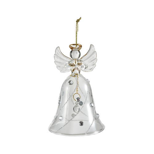 Glass Angel Ornament with Gold Halo