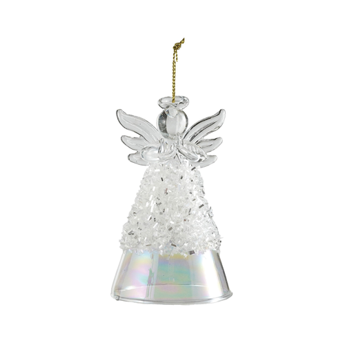 Glass Angel Ornament with Clear Halo