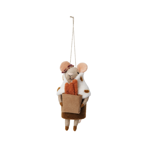 Baguette Gourmand Wool Felt Mouse Ornament