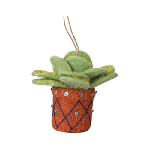Light Green Succulent Felt Planter Ornament