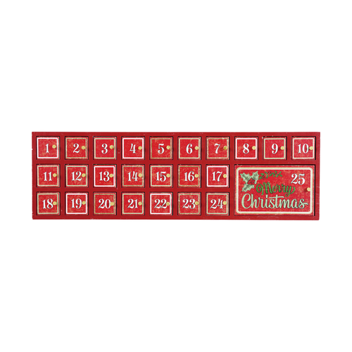 Red Merry Christmas Advent Calendar with 25 Doors