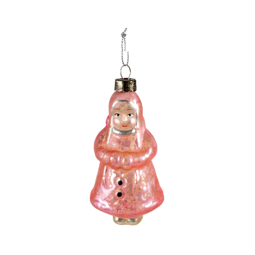 Vintage Pink Coat Mercury Glass Child Ornament