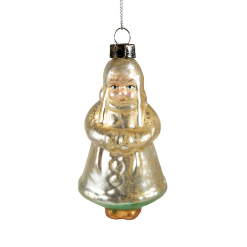 Vintage Silver Coat Mercury Glass Child Ornament