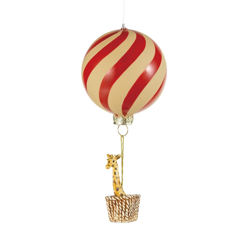 Giraffe Hot Air Balloon Glass Ornament