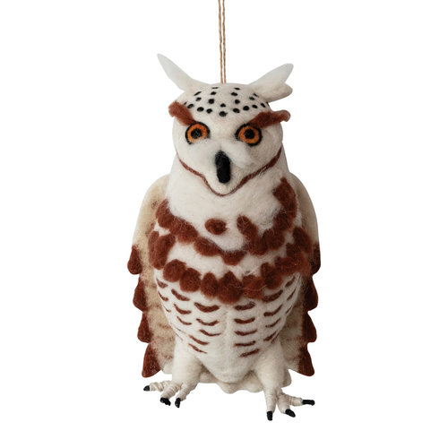 Handmade Wool Felt Owl Christmas Ornament