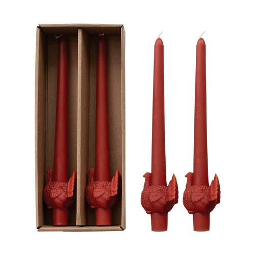 Acorn Turkey Unscented Taper Candles, Set of 2
