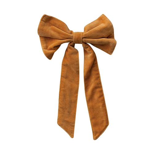 Mustard Cotton Velvet Clip-On Bow - 8 Inch