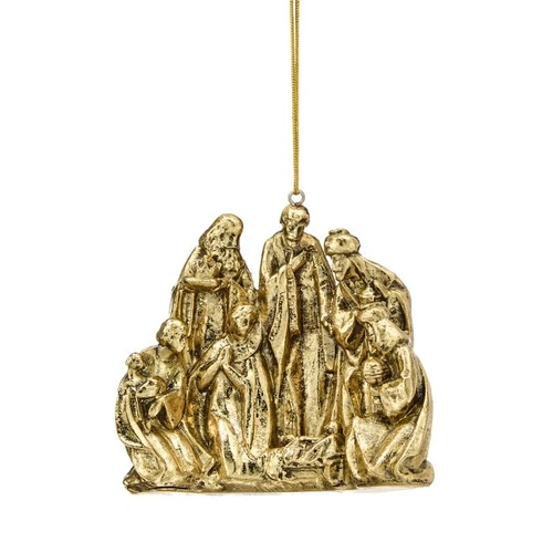 Gold Nativity Resin Christmas Ornament