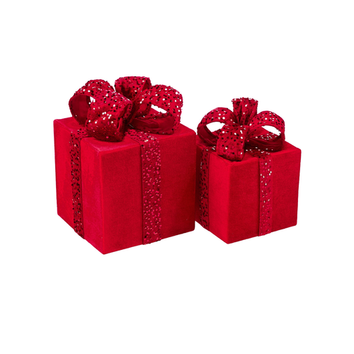 Red Velvet and Sequin Gift Box Set of 2
