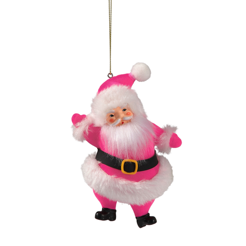 Pink Retro Santa Christmas Ornament