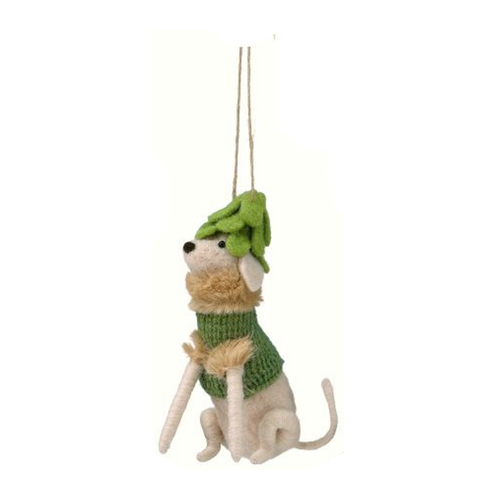 Felt Winter Dog with Blue Hat Christmas Ornament