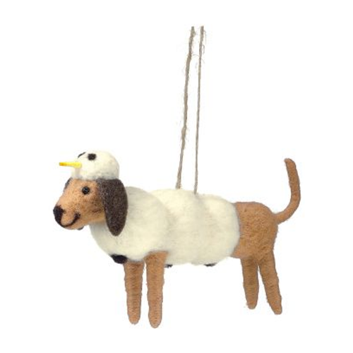 Felt Dachshund in Snowman Costume Christmas Ornament