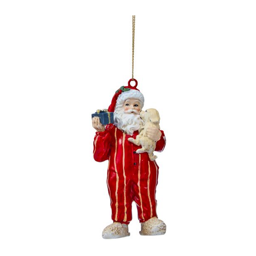 Santa in Pajamas with Teddy Bear Christmas Ornament