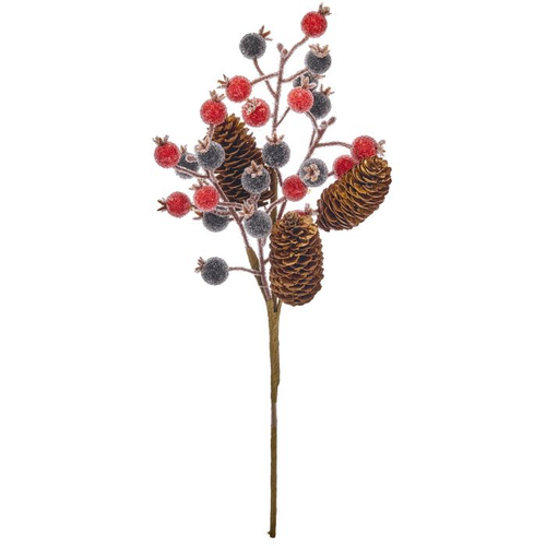 27-Inch Pinecone and Beaded Berry Christmas Spray