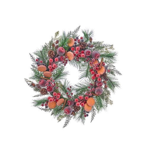24-Inch Beaded Fruit Christmas Wreath