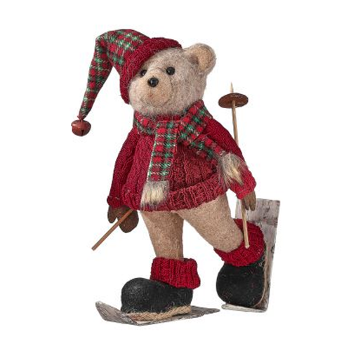12-Inch Winter Bear with Plaid Hat