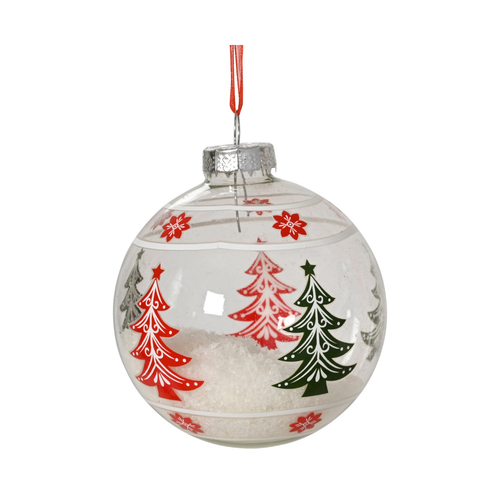 Snowy Christmas Tree Ball Ornament