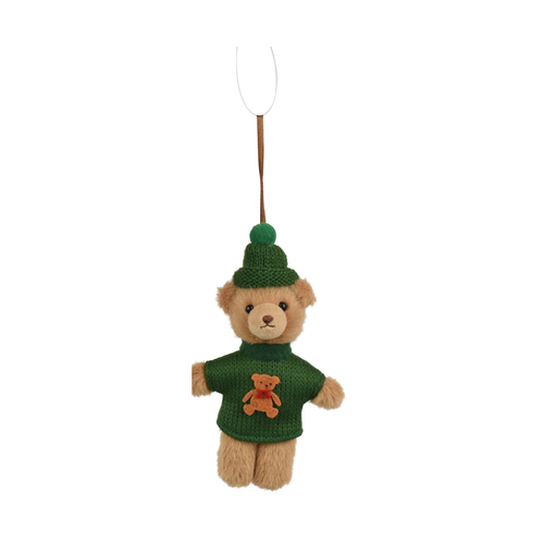 Teddy Bear in Green Sweater Ornament