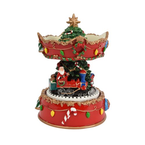 Santa's Christmas Train Carousel Music Box