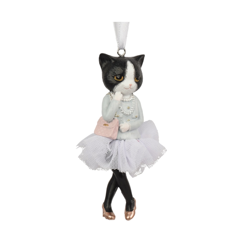 Black and White Fashion Cat Ornament