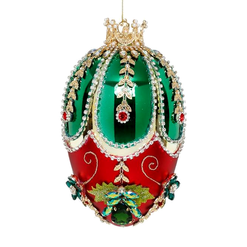 Mark Roberts Faberge Jewel Egg Ornament, Green/Red
