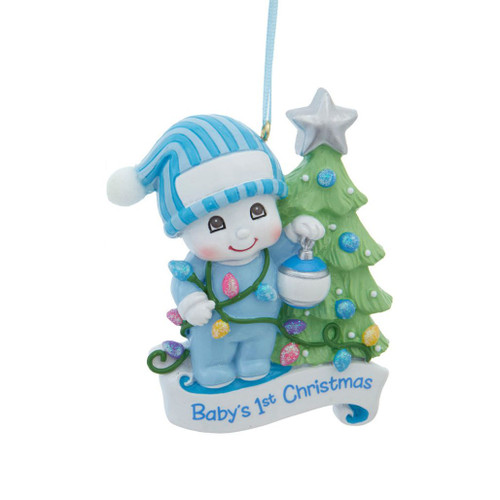 Kurt Adler Baby's 1st Christmas Blue Snow Kid Ornament