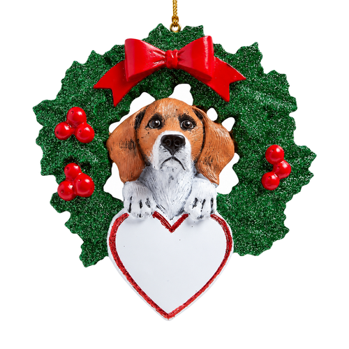 Personalized Beagle Wreath Ornament