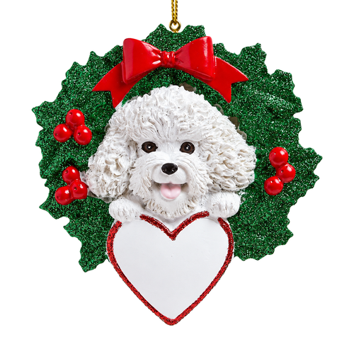 Personalized Bichon Frise Wreath Ornament