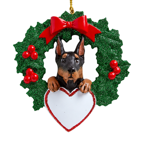 Personalized Doberman Pinscher Wreath Ornament
