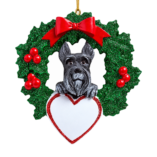 Personalized Schnauzer Wreath Ornament