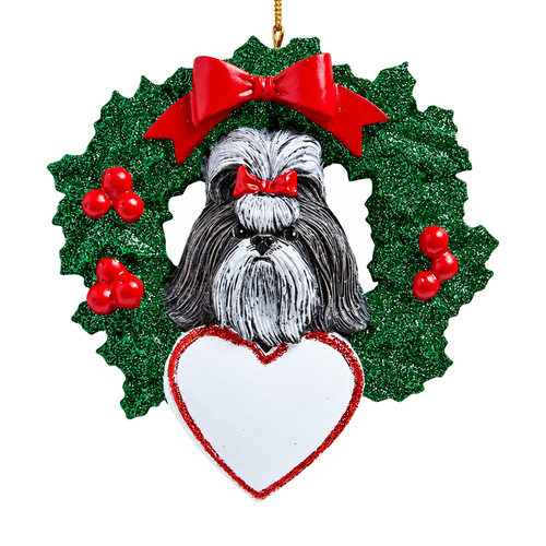 Personalized Shih Tzu Wreath Ornament