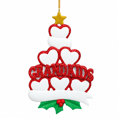 Personalized Grandkid Hearts Ornament for 6 Grandchildren