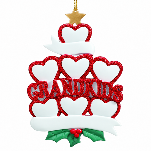 Personalized Grandkid Hearts Ornament for 7 Grandchildren