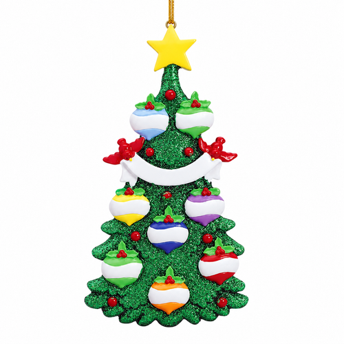 Personalized Green Glitter Tree Ornament for 8