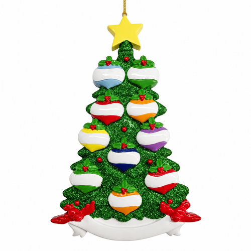Personalized Green Glitter Tree Ornament for 10