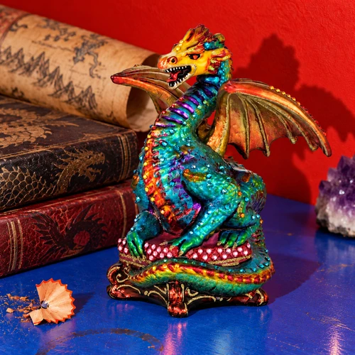 Glitter Lab Turquoise Dragon Ornament – glass Christmas ornament styled in a fun, eclectic home scene