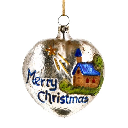 Marolin Blue Roof Church Heart Ornament
