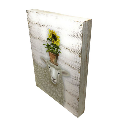 Sheep with Sunflower Pot Wall Art