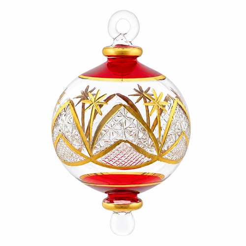 Egyptian Glass - Small Red and Gold Ornament
