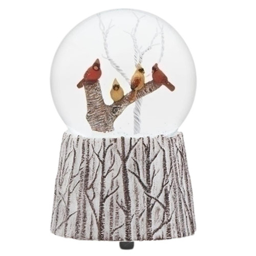 Roman - Cardinals On Branch Musical Glitter Snow Globe
