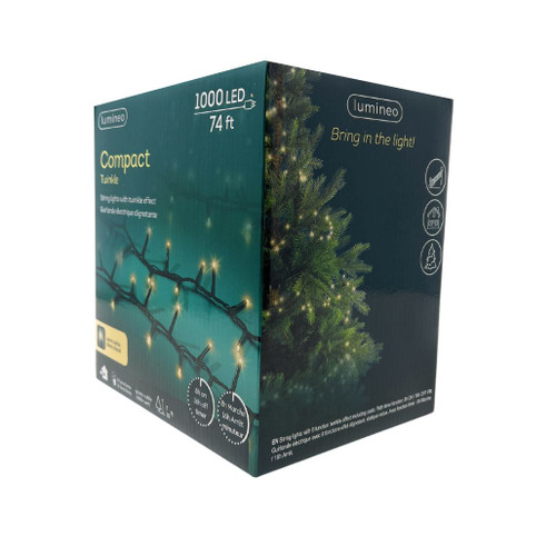 Lumineo 1000 LED Warm White Compact Lights Green Wire The Christmas Loft