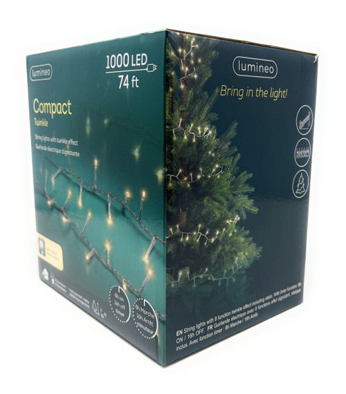 Lumineo 1000 LED Warm White Compact Lights Transparent Wire The