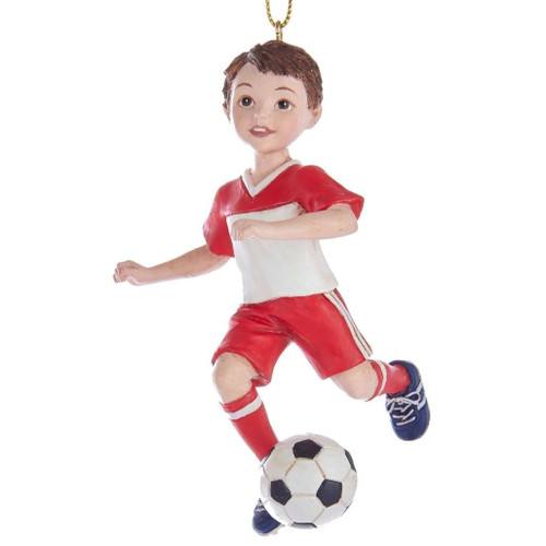 Brunette Soccer Boy Ornament