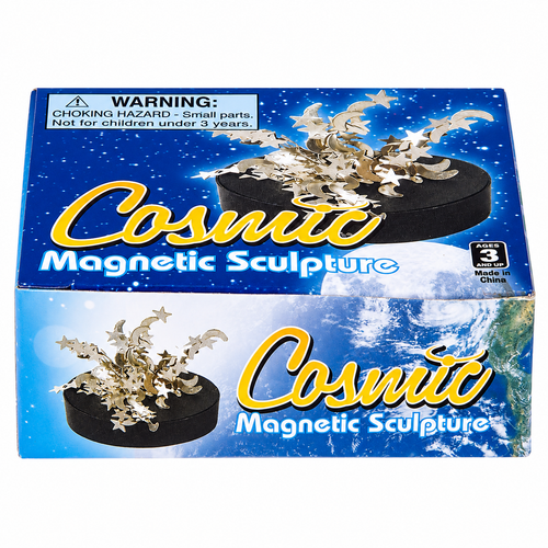 Magnetic Star and Moon Sculpture with a black magnetic base and assorted metal celestial pieces.
Interactive desktop sculpture featuring movable metal stars and crescent moons.
Creative magnetic desk toy for ages 3 and up with reusable metal components.