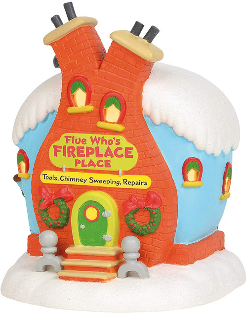 Department 56- Flue Who's Fireplace Place Lit Building, The Grinch Village, 8.5 inch