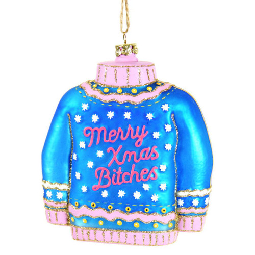 Cody Foster & Co -  Merry Xmas Bitches Christmas Sweater Blown Glass Ornament
