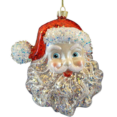 Glitzy Santa Head Ornament