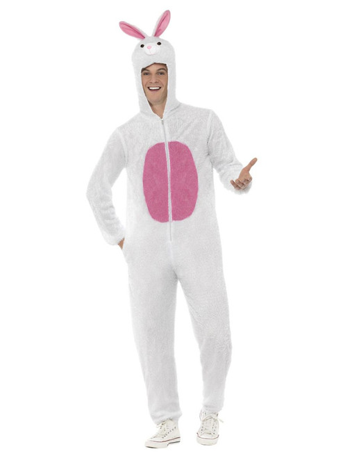 Bunny Costume, White, includes Jumpsuit with Hood, Medium
