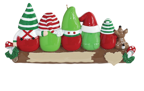 Gnome Family of 5 Ornament For Personalization
