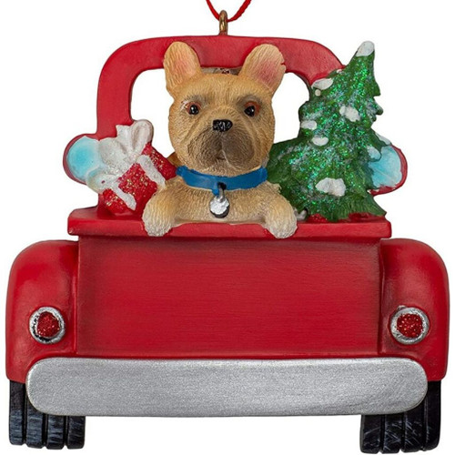 Personalized French Bulldog In Back Of Truck Ornament